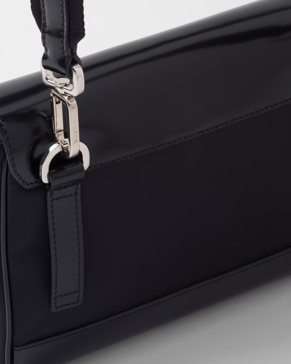 Re-Nylon and leather shoulder bag